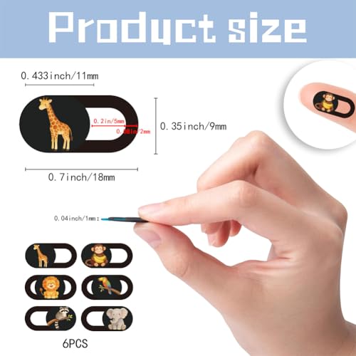 6Pcs 6 Styles Laptop Camera Cover Animals Theme Privacy Guard Accessories, 0.04 Inch Ultra Thin Webcam Cover Protector Blocker for Phone Desktop Computer Tablet Notebook Mini PC Office Use - color: Animals