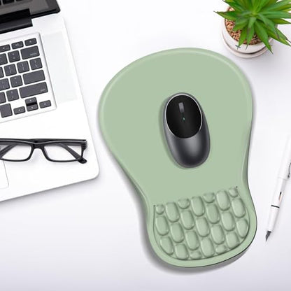 YIWEI Ergonomic Mouse Pad with Wrist Rest for Carpal Tunnel Pain Relief | Memory Foam Wrist Support,Non-Slip Rubber Base, Keyboard Computer Mousepad,Lycra Cloth Surface,Gaming Home Office - color: Green