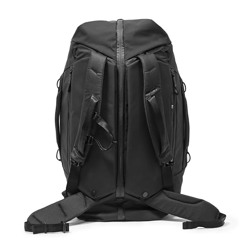 Peak Design Travel Duffelpack 45-65L, Black, Weatherproof Duffel Backpack, Expandable Design, Extra-Long Zip Path, Stowable Straps, Fits Packing Cubes and Camera Cubes, Versatile Duffel Bag for Travel - color: Black