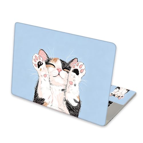 Universal Laptop Skin Sticker for 12/13/14/15.6 Inch Laptops, Reusable Vinyl Laptop Decal Cover, Waterproof Scratch Resistant Notebook Skin with 2 Wrist Pads,Cute Cat - color: Cute Cat