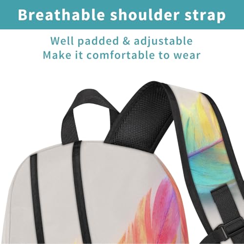 Rainbow Feather Large Backpack for Women and Men Waterproof Travel Laptop Backpack Lightweight Business Work Daypack Fits 17 Inch Computer - color: Multicolor 7