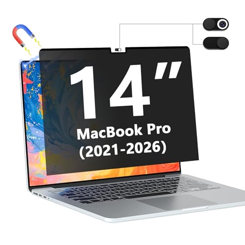Magnetic Privacy Screen Protector for MacBook Pro 14 Inch 2021-2026 (M1/M2/M3/M4/M5/Pro/Max), Removable Anti Spy Glare Blue Light Shield, 14.2" Mac Laptop Privacy Filter - size: MacBook 14"