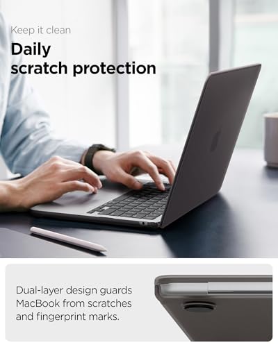 Spigen for MacBook Air 13 inch Case M5 (2026), MacBook Air 13 inch M4/M3/M2 (2025-2022), Air Skin Matte Thin Clear Case Cover, 13.6 inch, A3240, A3113, A2681, Frost Black - color: Frost Black, size: MacBook Air 13" M5/M4/M3/M2 (2026-2022)