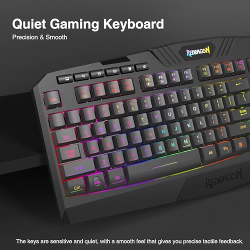 Redragon K503 Wireless Gaming Keyboard, 3-Mode (2.4G/BT/USB), RGB LED Backlit, Multimedia Keys, Fully Programmable Silent Membrane Keyboard with Wrist Rest for Windows PC Games (Black) - color: Blue-Black