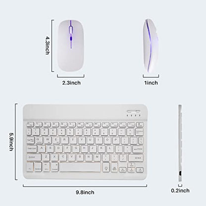 Bluetooth Keyboard and Mouse Combo for iPad - Rechargeable Wireless Keyboard & Mouse with 7-Color Backlit Compatible with iPad 9th/8th Gen, iPad Pro/Air/Mini, iPhone14/13/12 Pro, White - color: white