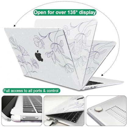 Case Compatible with MacBook Air 13 inch M5 2026-2022 M4 M3 M2 A3449 A3240 A3113 A2681, Plastic Hard Shell Scratch Resistant Protective Cover for MacBook Air 13.6 M5 Case, Purple Line Flower - color: Purple Line Flower