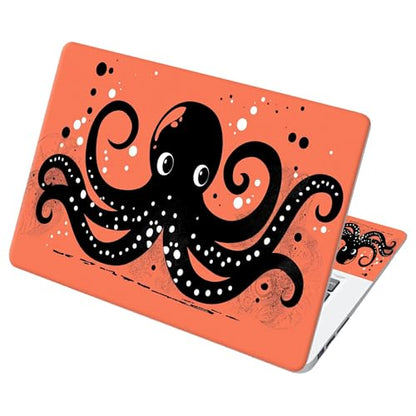 Universal Laptop Skin Sticker with 2 Wrist Pad Decals, 3-Piece Removable Vinyl Laptop Cover, Cute Octopus Waterproof Anti-Scratch, Easy-Trim Fit for 13.3" 14" 15.6" Laptops - color: Cute Octopus