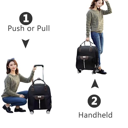 Rolling Laptop Bag, Lightweight Travel Trolley Luggage with 360° Spinner Wheels, Carry-On Wheeled Computer Tote