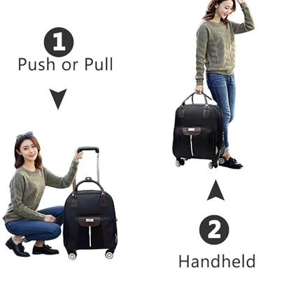 Rolling Laptop Bag, Lightweight Travel Trolley Luggage with 360° Spinner Wheels, Carry-On Wheeled Computer Tote