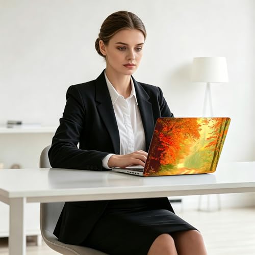 Universal Laptop Skin Decal, 3-Piece Vinyl Protector for 12 13 14 15.6" Notebook, Waterproof Anti-Scratch, Easy Trim & Bubble-Free Finish, Autumnal Woodland - color: Autumnal Woodland