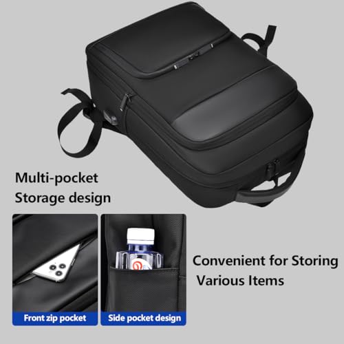 Travel Laptop Backpack for Men Expandable Business Backpack Fits 17-inch Laptop with USB Charging Port Waterproof Durable Computer Bag for Business Travel Work Office College