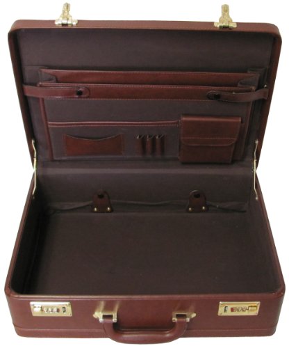 Amerilether Large Expandable Faux Leather Attachè Case (#2894-89) - color: Brown