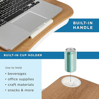LAPGEAR Cup Holder Lap Desk - White Oak Woodgrain, Fits 14” Laptops - color: White Oak Woodgrain