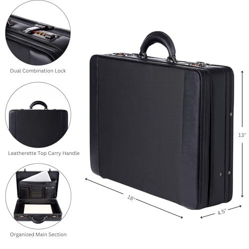 Alpine Swiss Mens Briefcase | Hard Side Business Case | Expandable Attache Case For Men | Dual Combination Locks | Padded Interior | Multi Organizer Pockets | Manufacturer’s Warranty