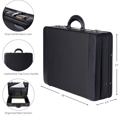 Alpine Swiss Mens Briefcase | Hard Side Business Case | Expandable Attache Case For Men | Dual Combination Locks | Padded Interior | Multi Organizer Pockets | Manufacturer’s Warranty