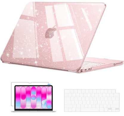 EooCoo for MacBook Neo Case 13 inch 2026, 100% Match Color, Sparkly Blush | Lightweight, Protective Hard Shell Case & Keyboard Cover & Screen Film, Model A3404 with A18 Pro Chip - color: Sparkly Blush