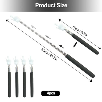 4Pcs Telescopic Teachers Pointer, Extendable Hand Pointer Finger Pointer Stick, Mini Retractable Classroom Pointer for Elementary School Kindergarten Teacher,Classroom Supplies (Black) - size: 4 PCS