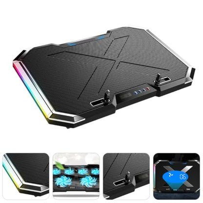 Veemoon Adjustable Laptop Cooling Pad with RGB LED Fan 7-Angle Height Adjustable Alloy Stand USB Powered Laptop Fan Cooler and Notebooks