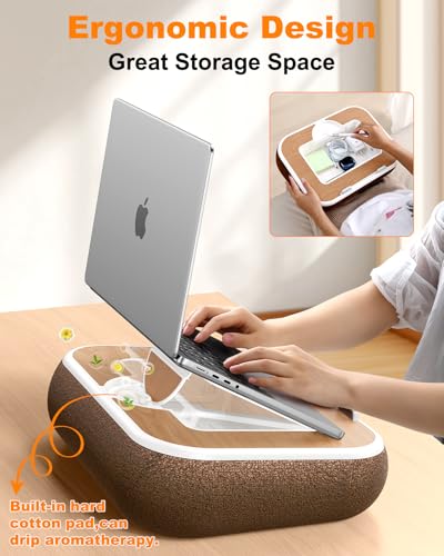 Lap Desk with Storage Cushion Washable with Magnetic Mouse Pad | Multi-Functional Lap Desk for Home Office Couch Bed With Scented Cotton Pads -Fits Up to 15 Inch Laptop