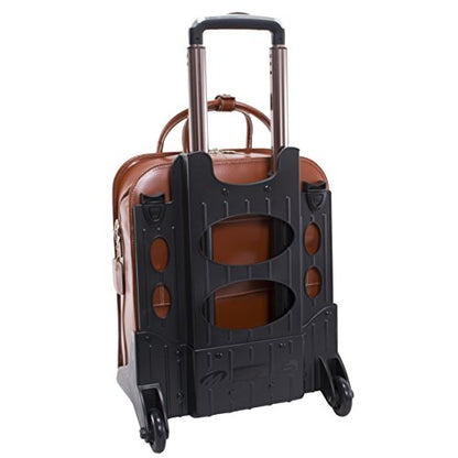 McKlein LA GRANGE, Top Grain Cowhide Leather, 15" Leather Detachable -Wheeled Ladies' Laptop/Computer & Tablet Business Briefcase Bag/Women's Rolling Overnight Travel Bag, Removable trolley case - color: Brown, size: 14.4"x8.75"x18.5"