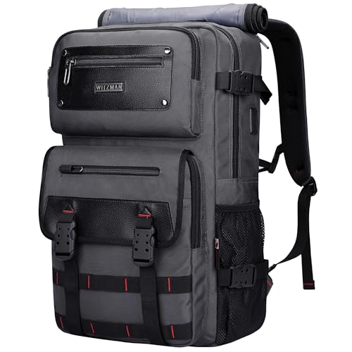 WITZMAN Travel Backpack for Men Duffle Bags Fits 17 Inch Laptop | Nylon Water-resistant 3-in-1 Carry on Backpack Airline Approved, Large Convertible Overnight Rucksack, B685 Silvery Grey - color: Silvery Grey