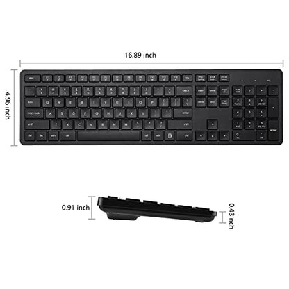 Harburfine Wireless Keyboard, 2.4G USB External Silent Cordless Keyboard for Windows Chrome Laptop Computer PC Desktop Notebook Chromebook, Quiet 106 Keys Full Size with Number Pad (Black)