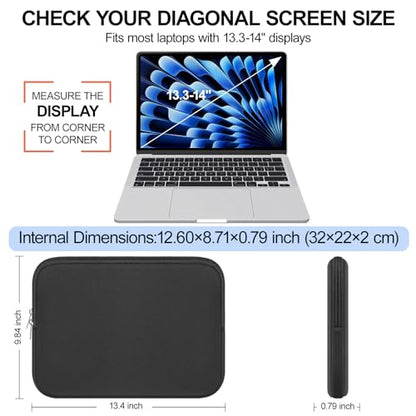 DTTO Laptop Sleeve Case, 13.3 Inch Padded Protective Laptop Cover Briefcase Carrying Bag Compatible with MacBook Air/Pro 13 Inch, MacBook Pro 14 Inch, Slim Portable Computer Bag Neoprene, Black - size: 13.3 Inch