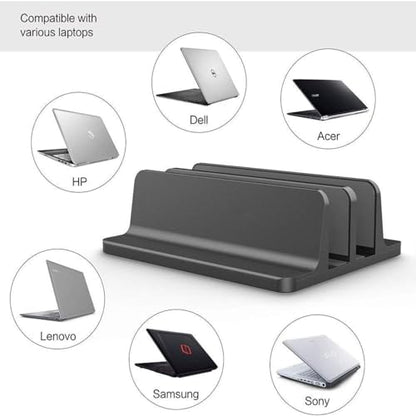 Universal Laptop Vertical Stand, Dual Desktop Adjustable Notebook Stand (up to 17.3 inches) for Samsung/HP/Dell/Chrome Book laptops (Black) - color: Black