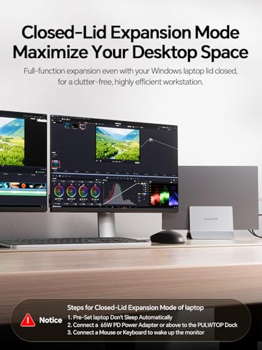 USB C Docking Station Dual Monitor 4K@60Hz, Laptop Dock with Vertical Stand | PULWTOP 11-in-1 Laptop Docking Station with USB-C&USB-A 10Gbps, Gigabit Ethernet, PD for Dell/Lenovo/Windows Laptops, Gray - color: Gray