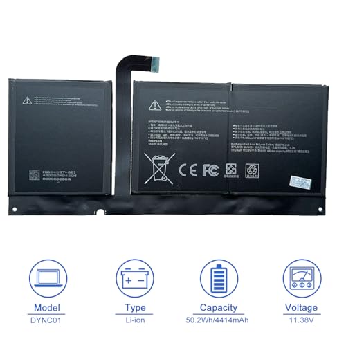 JOTACT DYNC01 96BTA016H 50.2Wh Laptop Battery Compatible with Microsoft Surface Pro 8 1983 1982 Series 96BTA015H 11.38V 4414mAh - size: 8.07*4.33*0.26 inch DYNC01