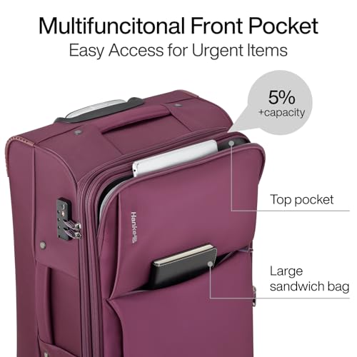 Hanke 3 Piece Luggage Sets Softside Expandable Carry On Luggage Set Travel Suitcase Sets with Spinner Wheels TSA Approved Luggage(Purple, 20in/24in/28in) - color: Purple, size: 3 Pc Set(20/24/28)