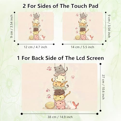 Laptop Skin Sticker Decal, Universal Reusable Vinyl Laptop Cover for 12" 13" 13.3" 14" 15" 15.4" 15.6" Notebook PC, Waterproof Scratch-Resistant with 2 Wrist Pads, Easy to Apply & Remove,Cats Cute - color: Cats Cute