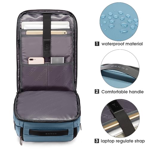 BANGE Business Smart Backpack Waterproof fit 15.6 Inch Laptop Backpack with USB Charging Port,Travel Durable Backpack - color: Light Blue