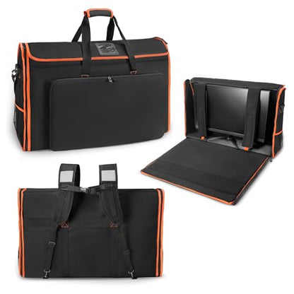 27-32 Inch Monitor Carrying Case,Padded TV Travel backpack -12MM Thick Full Wrap, 32 inch Monitor Bag Hold Up to 2 LCD Screens/TVs,4 Ways to Carry,Multiple Pockets for Keyboard,Mouse,Accessories
