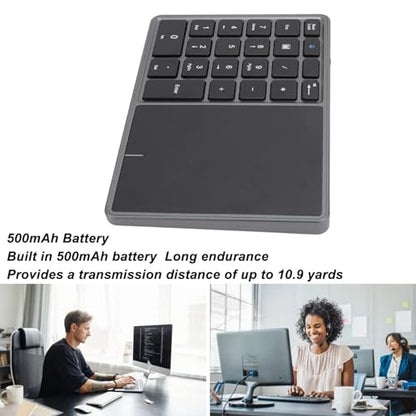 XUMIUZIY Numeric Keypad, 22 Keys Dual Modes Bluetooth4.2 Wire Less Number Pads with Touchpad, Slim External Numpad Keyboard for Laptop Desktop PC (Dark Gray) - color: Dark Gray