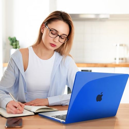 Teryeefi MacBook Air 13.6 Inch Case 2022 202 2024 2025 2026 Model: A2681 M2/A3113 M3/A3240 M4 /A3449 M5, Hard Shell Cover with Laptop Stickers & Keyboard Cover & USB 3.0 Adapter, Crystal Deep Blue - color: Crystal Deep Blue