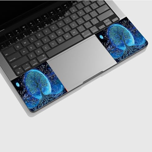Universal Laptop Skin Sticker with 2 Wrist Pad Skins, Waterproof Scratch Resistant Vinyl Laptop Cover Decal, Cut to Fit for 11–15.6 Inch MacBook HP Dell Lenovo, Blue Art Tree Moon - color: Blue Art Tree Moon
