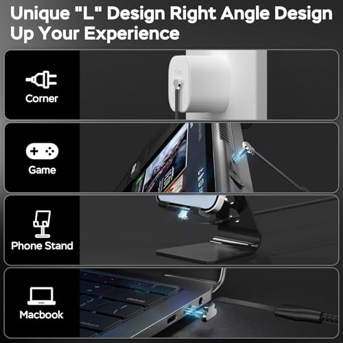 Right Angle USB C Cable 10ft, USB C 90 Degree Cable 60W Fast Charging | Flat USB C Cable, Compatible with Steam Deck, ROG Ally, Samsung S23/S22/S21, iPhone 16/15 Pro/Pro Max, MacBook - size: 10ft