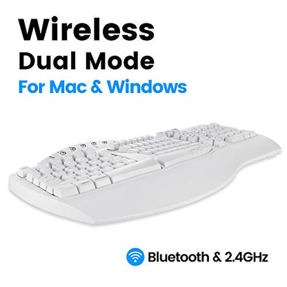 Perixx Periboard-612 Wireless Ergonomic USB Split Keyboard, US English Layout - color: White, style: Wireless