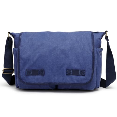 Sechunk Canvas Large Messenger Bag Shoulder bag Cross body bag Crossbody Bag - color: Blue, size: Small