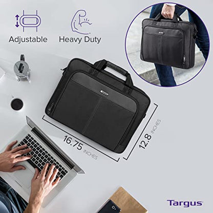 Targus 15-16 Inch Slim Lightweight Laptop Briefcase, Black - Messenger and Shoulder Bag with Padded Compartment and Trolley Strap for 16" Laptops (TCT027US) (Pack of 5) - color: Black, size: 16 inch (Pack of 5)