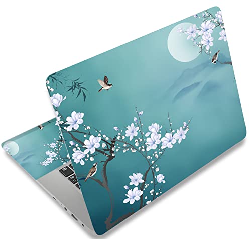 Laptop Skin Sticker Decal 15-15.6 Inches, Universal Reusable Vinyl Sticker for 12.1 13 13.3 14 15.4 Inches Netbook/Notebook PC, Waterproof & Scratch-Resistant (Birds,White Flowers) - color: Birds,White Flowers