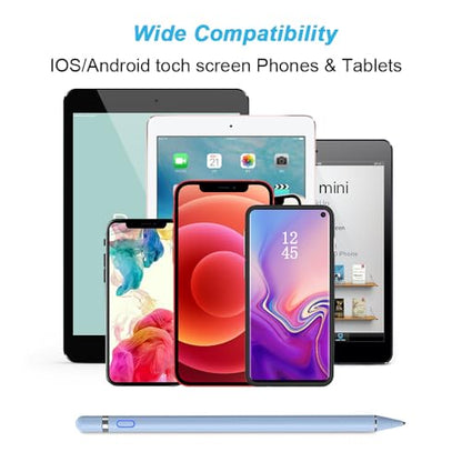 Active Stylus Pen for Touchscreen, iPad Pencil 1.5mm Fine Point Pen, Digital Pens Rechargeable for Tablet, Stylus Pens Compatible with iPad Air/Mini/Pro/Android/iPhone and Most Device - Blue - color: Blue