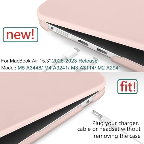 for MacBook Air 15 Inch Case M5 M4 M3 M2 (2026-2023) A3448 A3241 A3114 A2941, Protective Hard Shell Cover Compatible with Touch ID & Liquid Retina Display - Matte Chalk Pink - color: Matte Chalk Pink