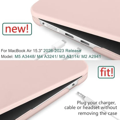 for MacBook Air 15 Inch Case M5 M4 M3 M2 (2026-2023) A3448 A3241 A3114 A2941, Protective Hard Shell Cover Compatible with Touch ID & Liquid Retina Display - Matte Chalk Pink - color: Matte Chalk Pink