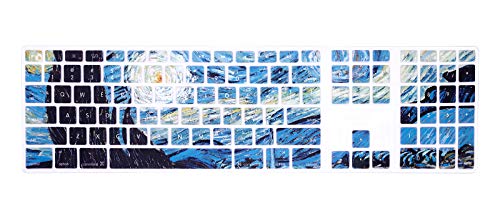 Ultra Thin Extended Silicone Keyboard Protective Cover Skin for Mac Aluminum Wired Keyboard MB110LL/B (A1243) Numeric Keypad (Cute Print,US Layout,Van Gogh) - color: Z-Van Gogh
