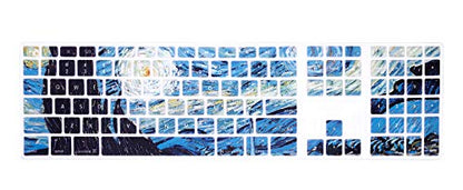 Ultra Thin Extended Silicone Keyboard Protective Cover Skin for Mac Aluminum Wired Keyboard MB110LL/B (A1243) Numeric Keypad (Cute Print,US Layout,Van Gogh) - color: Z-Van Gogh
