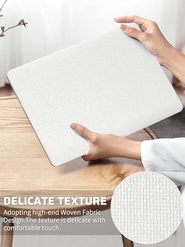 Seorsok Compatible with MacBook Air 13 Inch Case2022 2021 2020 2019 2018 Release A1932 A2179 M1 A2337,Elegant Leather Plastic Hard Shell Case with Transparent Keyboard Cover,White Woven No Logo Cutout - color: White Woven, size: Air13（A1932 A2179 M1 A2337
