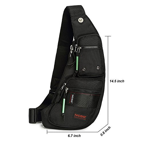 NICGID Sling Bag Chest Shoulder Backpack Crossbody Daypack for Men Women | Travel Outdoor Hiking Concealed Carry Fishing Fanny Tool Small Casual - color: Black-2854