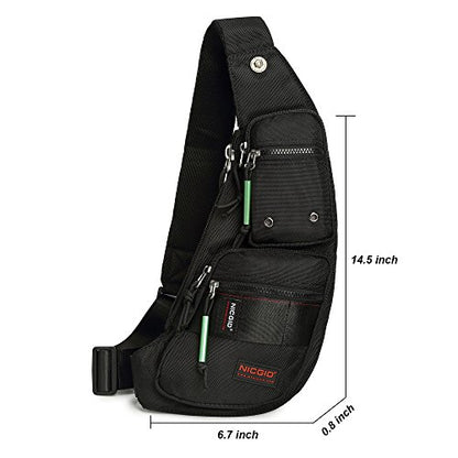 NICGID Sling Bag Chest Shoulder Backpack Crossbody Daypack for Men Women | Travel Outdoor Hiking Concealed Carry Fishing Fanny Tool Small Casual - color: Black-2854